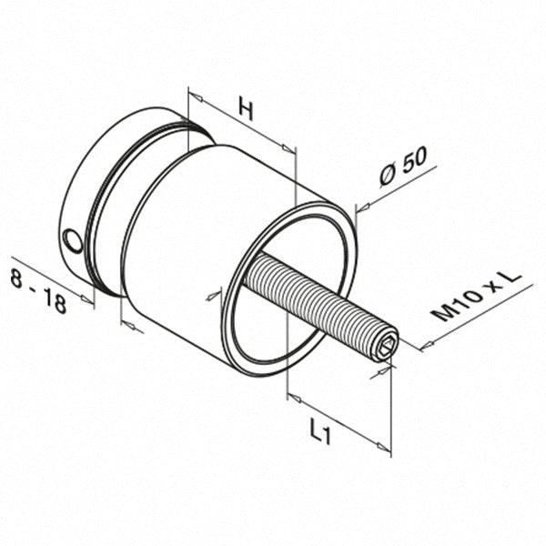 Stainless Steel Glass Holder (50 mm) - Various standoff - Grade 316