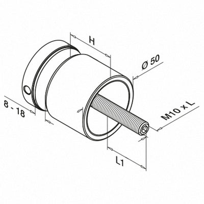 Stainless Steel Glass Holder (50 mm) - Various standoff - Grade 316