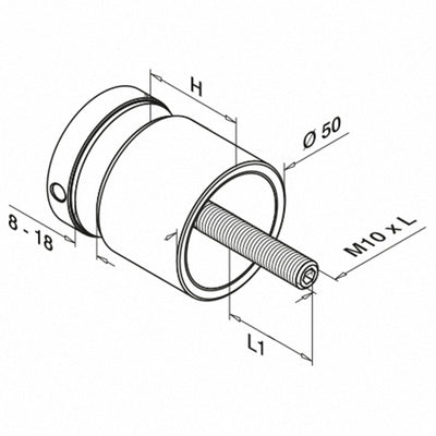 Stainless Steel Glass Holder (50 mm) - Various standoff