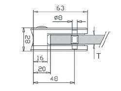 Stainless Steel Glass Clamp -  Round Back