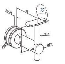 Glass Handrail Bracket - Round Handrail