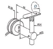 Glass Handrail Bracket - Round Handrail - Adjustable