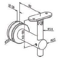 Glass Handrail Bracket - Flat - Adjustable