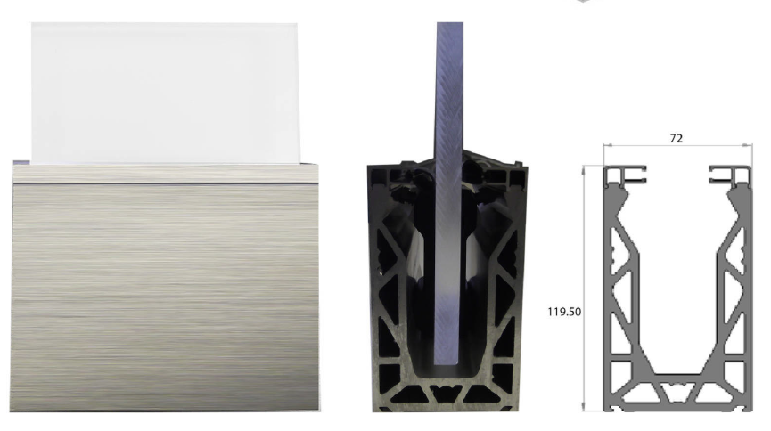 Posi-Glaze Aluminium Channel - 3 metre length